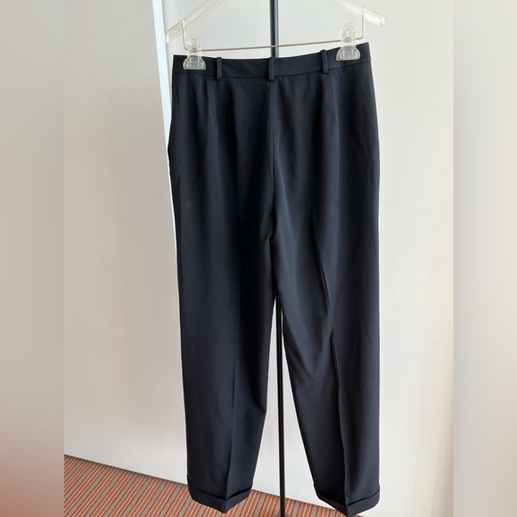 Ann Taylor Stretch wool blend dress pant black flat front straight leg lined 6 - Picture 5 of 11